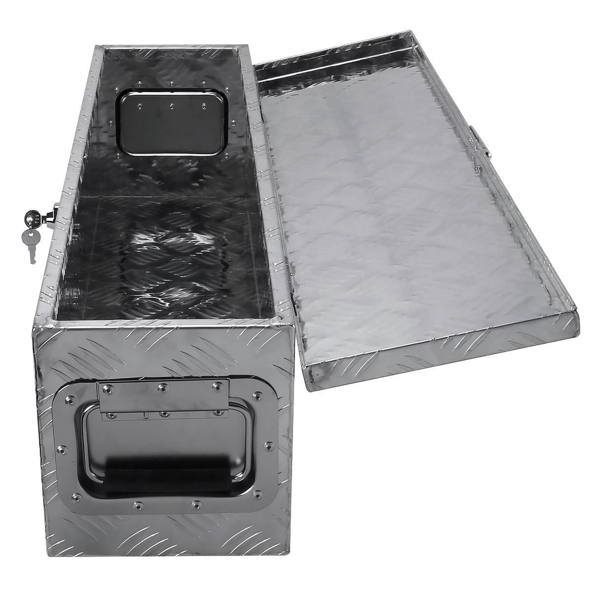 Universal 31" Heavy Duty Silver Aluminum Tool Box w/ Side Handles, Lock, & Keys
