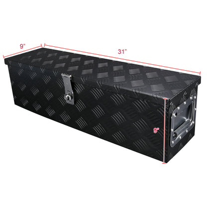 Universal 31" Heavy Duty Black Aluminum Tool Box w/ Side Handles, Lock, & Keys