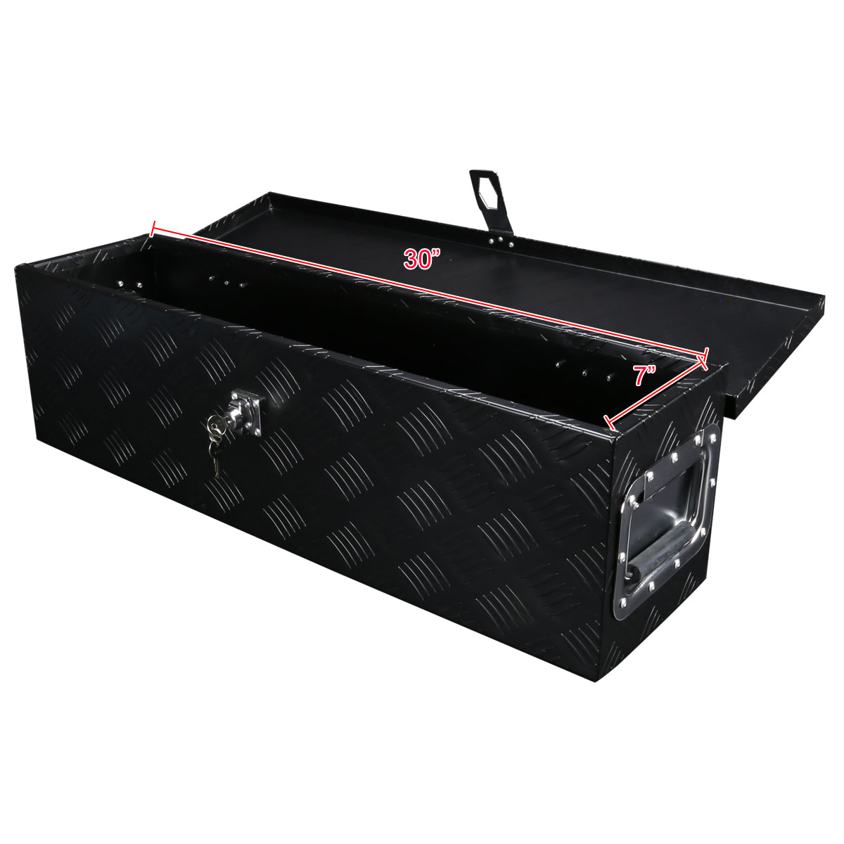 Universal 31" Heavy Duty Black Aluminum Tool Box w/ Side Handles, Lock, & Keys