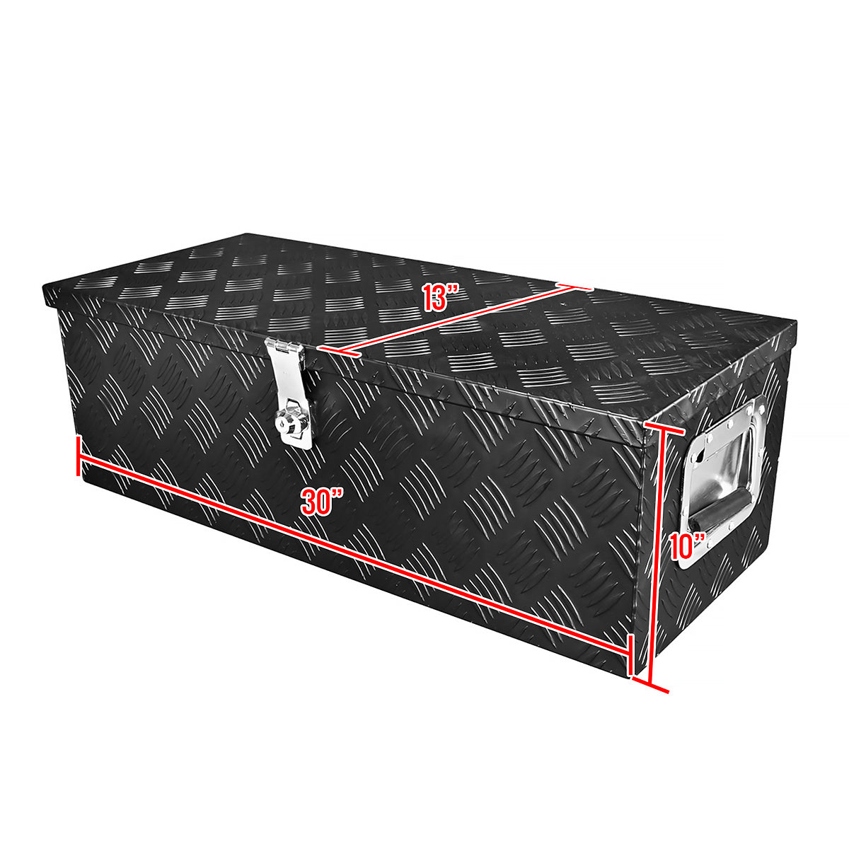 Universal 30" Heavy Duty Black Aluminum Truck Tool Box w/ Side Handles, Lock & Keys