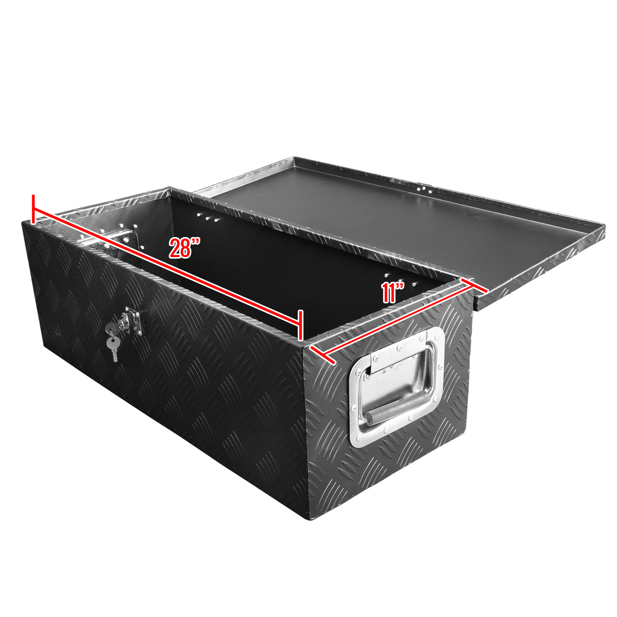 Universal 30" Heavy Duty Black Aluminum Truck Tool Box w/ Side Handles, Lock & Keys