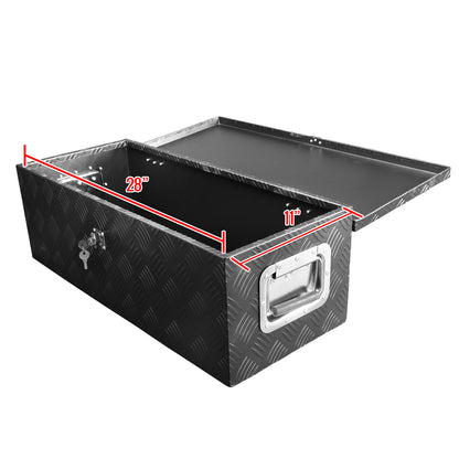 Universal 30" Heavy Duty Black Aluminum Truck Tool Box w/ Side Handles, Lock & Keys