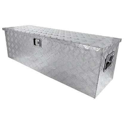 Universal 44" Heavy Duty Silver Aluminum Truck Tool Box w/ Side Handles, Lock, & Keys