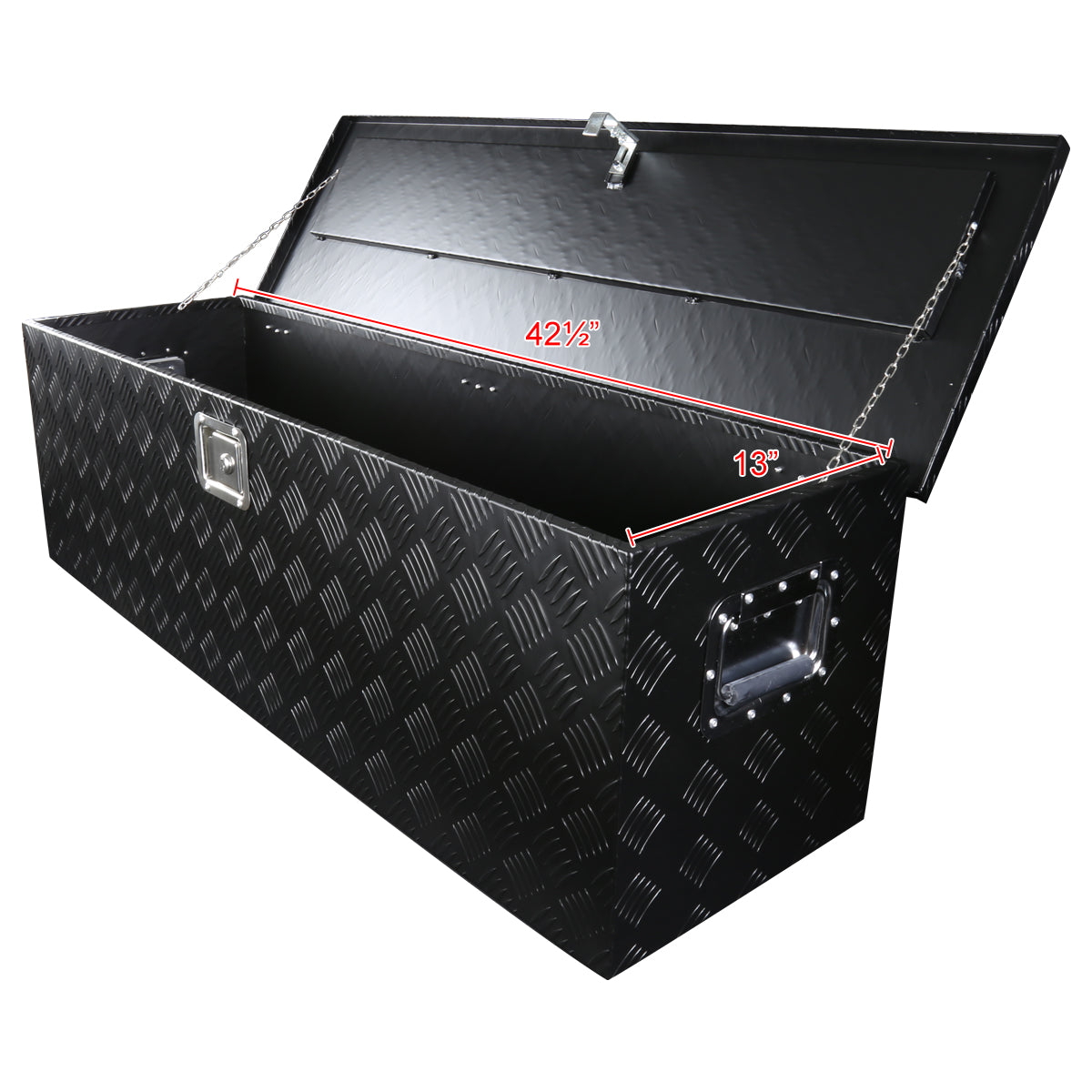 Universal 44" Heavy Duty Black Aluminum Tool Box w/ Side Handles, Lock, & Keys