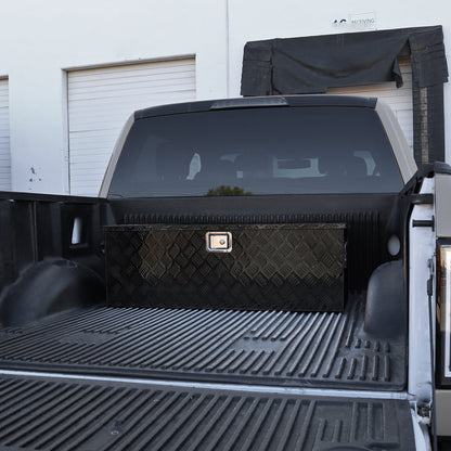 Universal 44" Heavy Duty Black Aluminum Tool Box w/ Side Handles, Lock, & Keys