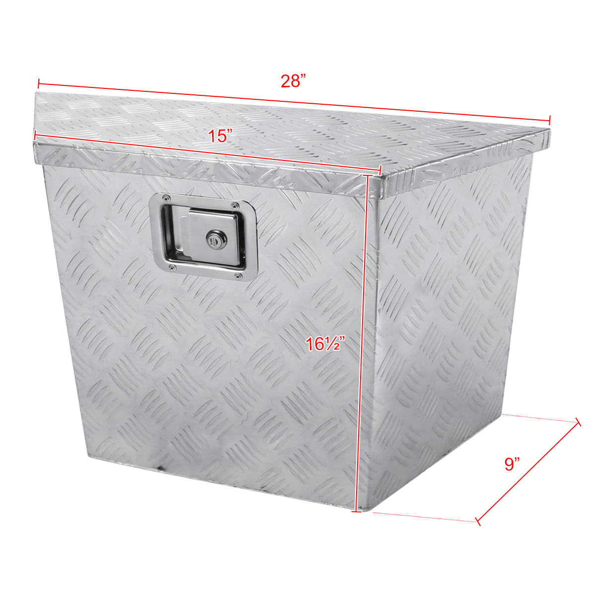 Universal 15~28" Heavy Duty Silver Aluminum Truck Trailer Tongue Tool Box w/ Lock & Keys