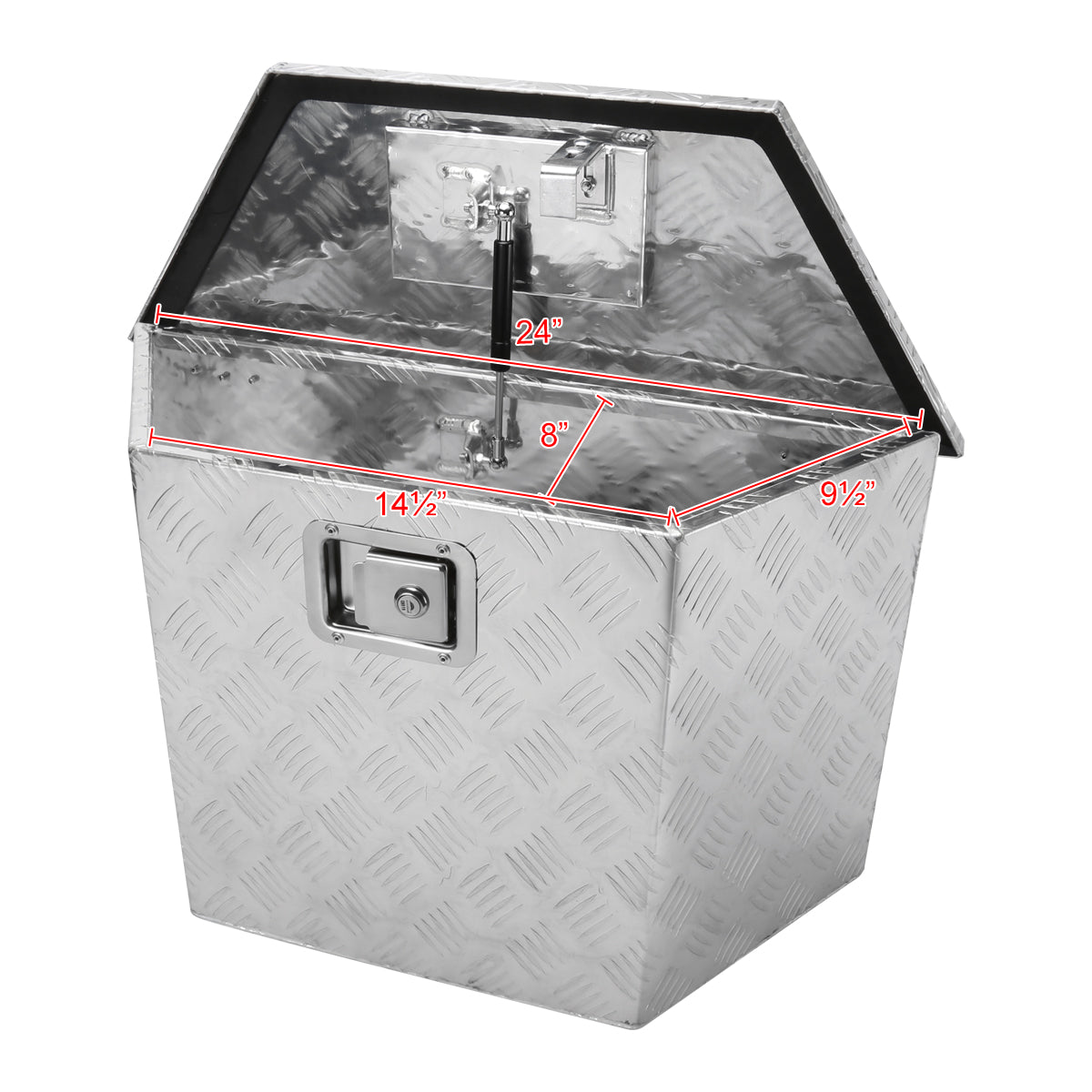 Universal 15~28" Heavy Duty Silver Aluminum Truck Trailer Tongue Tool Box w/ Lock & Keys