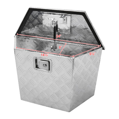 Universal 15~28" Heavy Duty Silver Aluminum Truck Trailer Tongue Tool Box w/ Lock & Keys