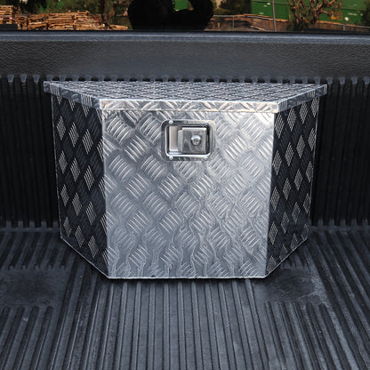 Universal 15~28" Heavy Duty Silver Aluminum Truck Trailer Tongue Tool Box w/ Lock & Keys