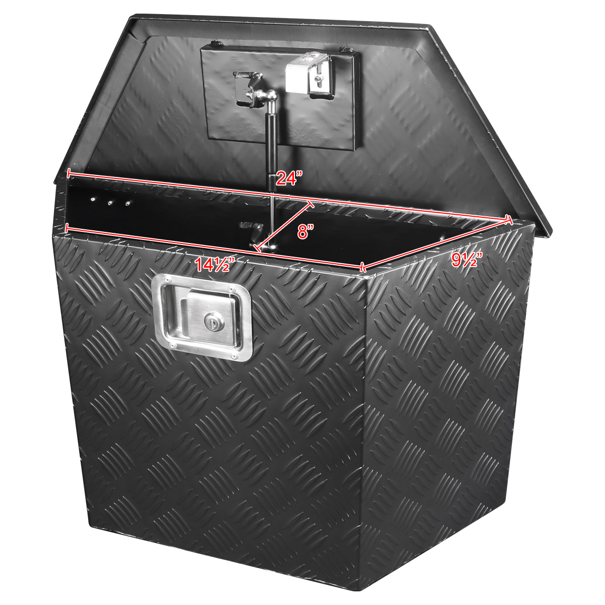Universal 15~28" Black Heavy Duty Aluminum Truck Trailer Tongue Tool Box w/ Lock & Keys