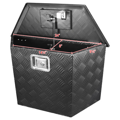 Universal 15~28" Black Heavy Duty Aluminum Truck Trailer Tongue Tool Box w/ Lock & Keys