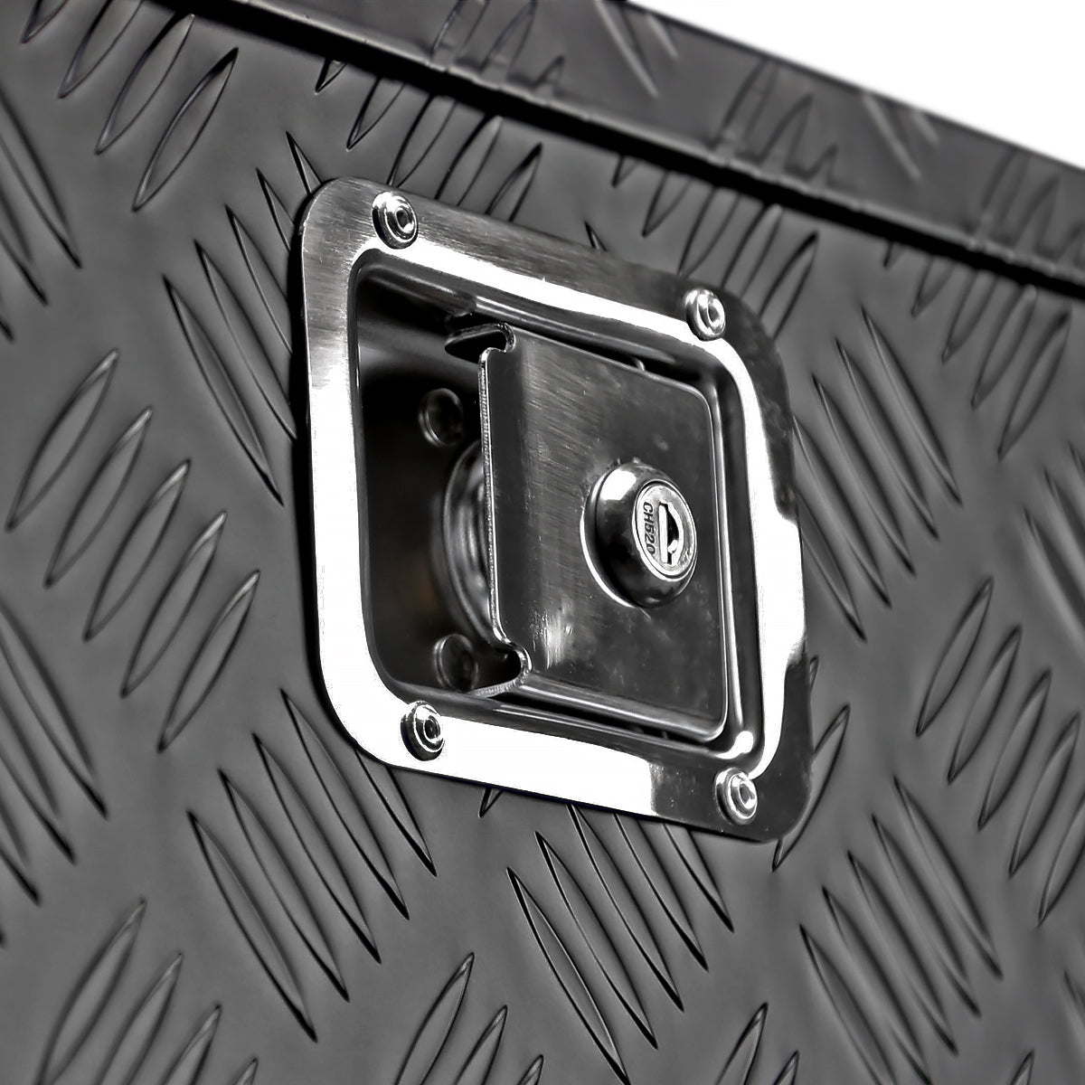 Universal 15~28" Black Heavy Duty Aluminum Truck Trailer Tongue Tool Box w/ Lock & Keys