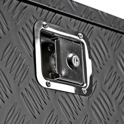 Universal 15~28" Black Heavy Duty Aluminum Truck Trailer Tongue Tool Box w/ Lock & Keys