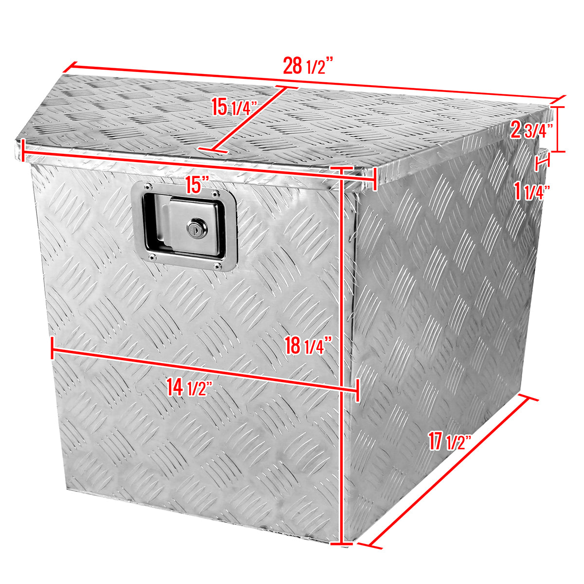 Universal 15~29" Silver Heavy Duty Aluminum Truck Trailer Tongue Tool Box w/ Lock & Keys