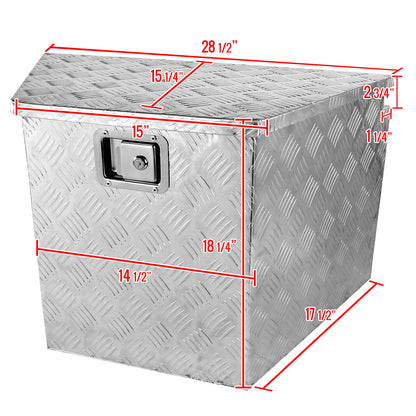 Universal 15~29" Silver Heavy Duty Aluminum Truck Trailer Tongue Tool Box w/ Lock & Keys