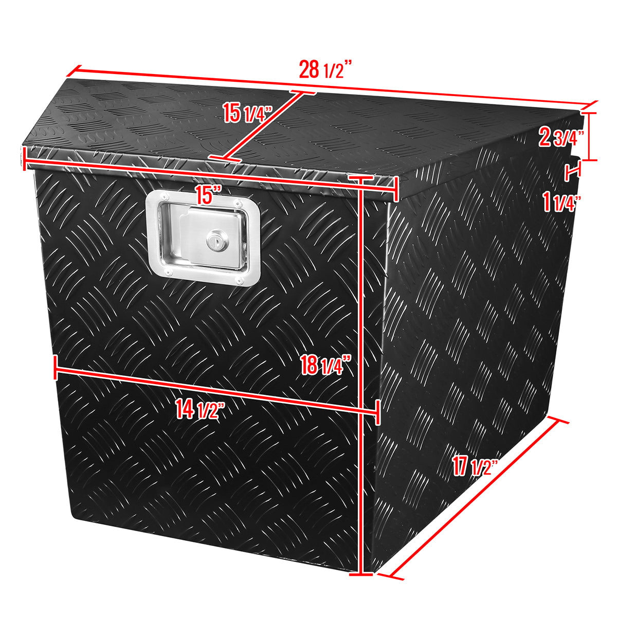 Universal 15~29" Heavy Duty Black Aluminum Truck Trailer Tongue Tool Box w/ Lock & Keys