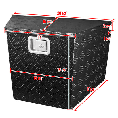 Universal 15~29" Heavy Duty Black Aluminum Truck Trailer Tongue Tool Box w/ Lock & Keys