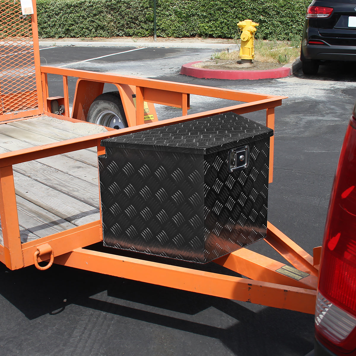 Universal 15~29" Heavy Duty Black Aluminum Truck Trailer Tongue Tool Box w/ Lock & Keys