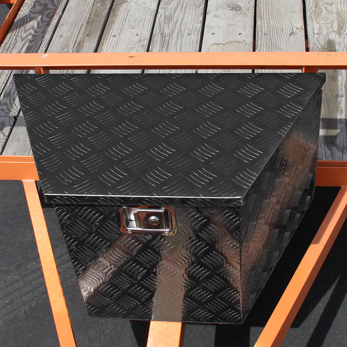 Universal 15~29" Heavy Duty Black Aluminum Truck Trailer Tongue Tool Box w/ Lock & Keys