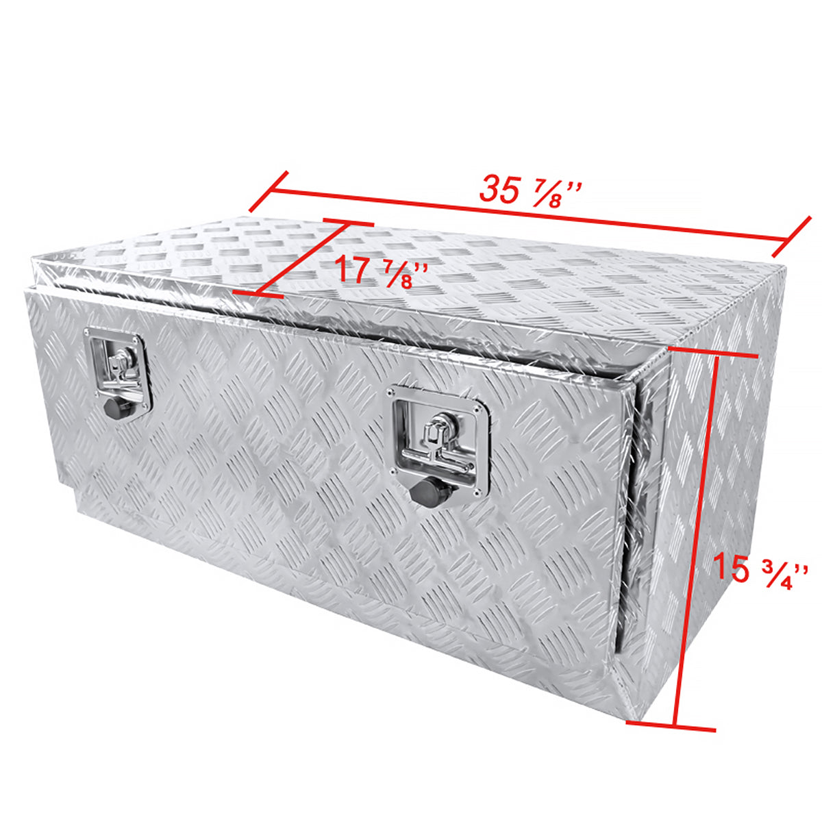 Universal 36" Heavy Duty Silver Aluminum Underbody Truck Tool Box w/ T-Handle Latches, Locks, & Keys