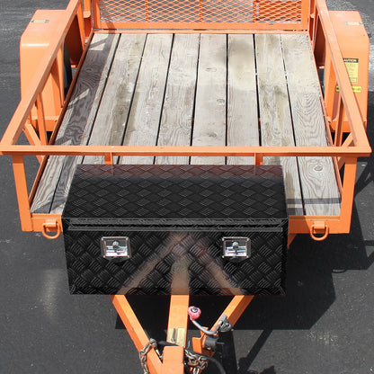 Universal 36" Heavy Duty Black Aluminum Underbody Truck Tool Box w/ T-Handle Latches, Locks, & Keys