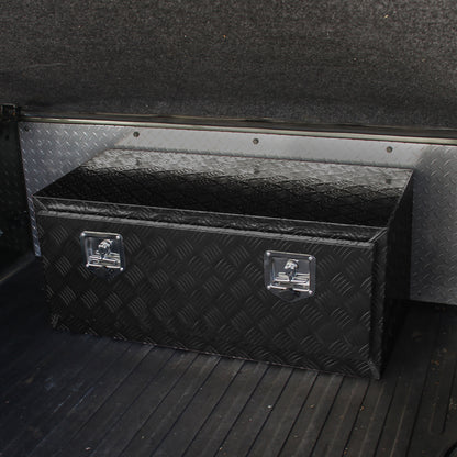 Universal 36" Heavy Duty Black Aluminum Underbody Truck Tool Box w/ T-Handle Latches, Locks, & Keys
