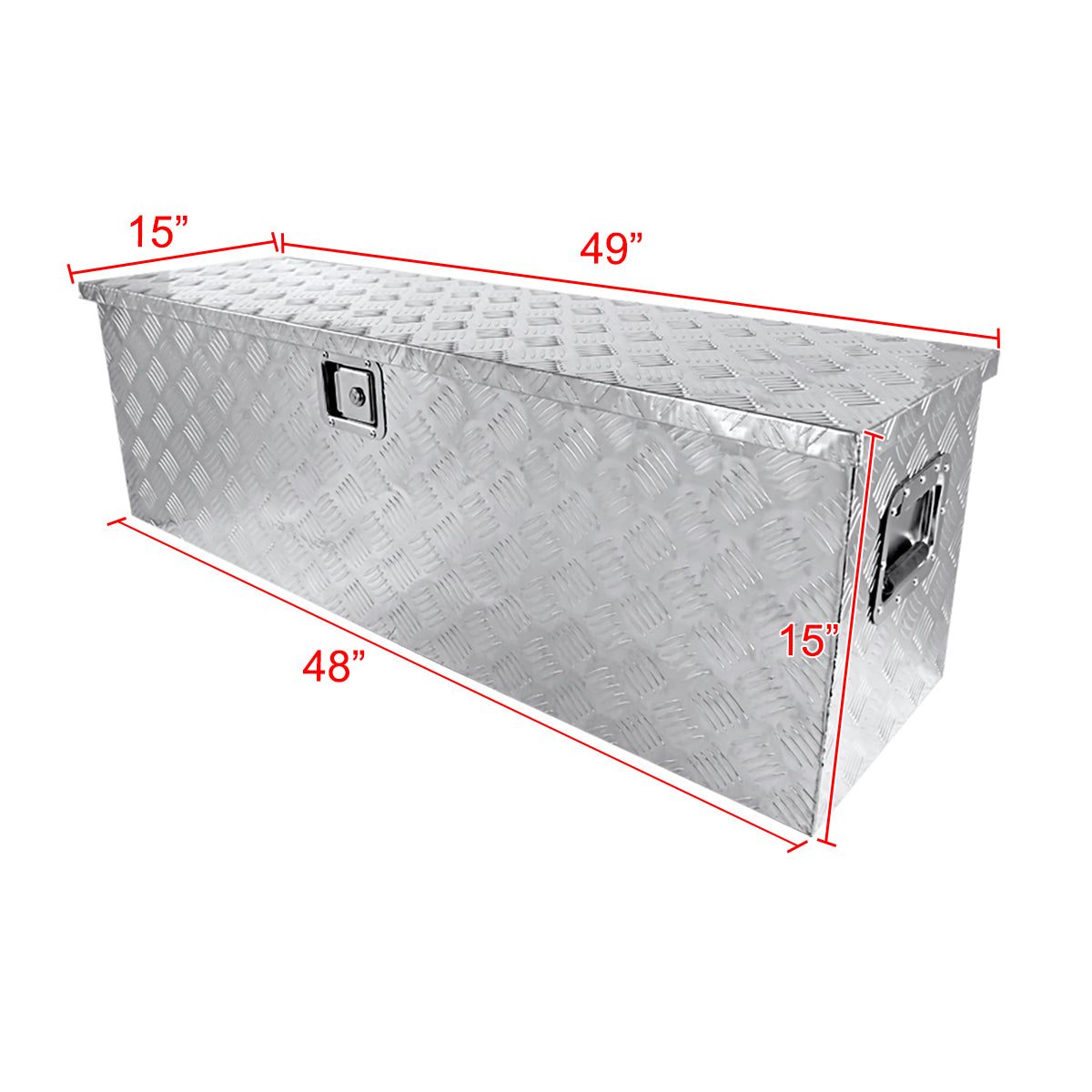Universal 49" Heavy Duty Silver Aluminum Truck Tool Box w/ Side Handles, Lock, & Keys
