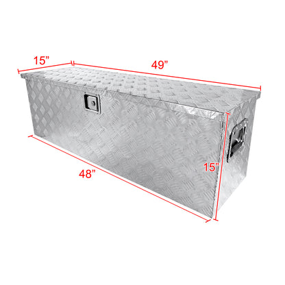 Universal 49" Heavy Duty Silver Aluminum Truck Tool Box w/ Side Handles, Lock, & Keys