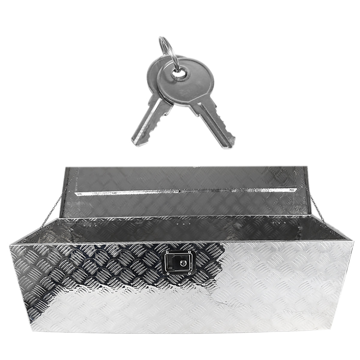Universal 49" Heavy Duty Silver Aluminum Truck Tool Box w/ Side Handles, Lock, & Keys
