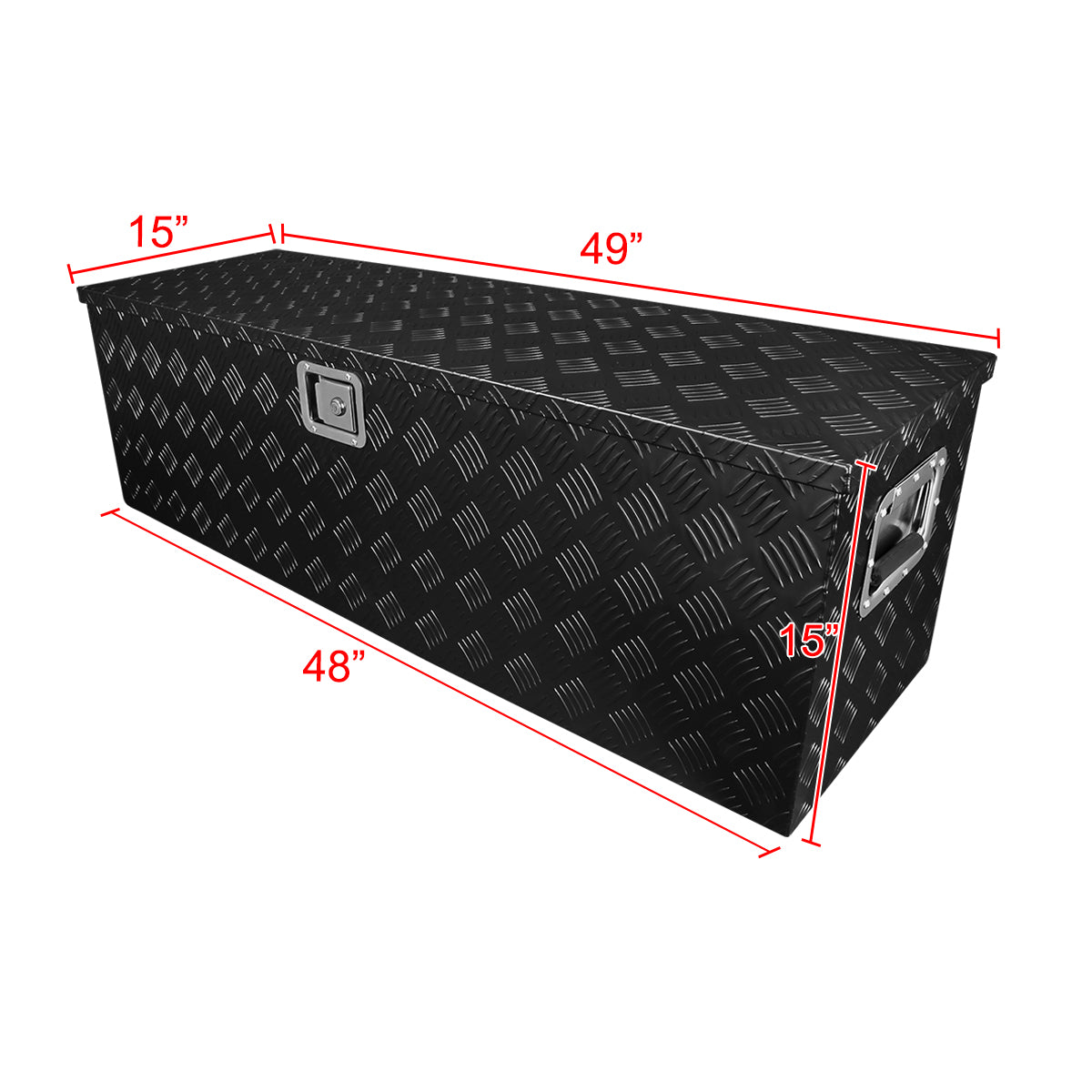 Universal 49" Heavy Duty Black Aluminum Truck Tool Box w/ Side Handles, Lock, & Keys