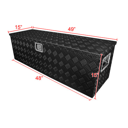Universal 49" Heavy Duty Black Aluminum Truck Tool Box w/ Side Handles, Lock, & Keys