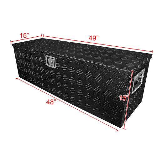 Universal 49" Heavy Duty Black Aluminum Truck Tool Box w/ Side Handles, Lock, & Keys