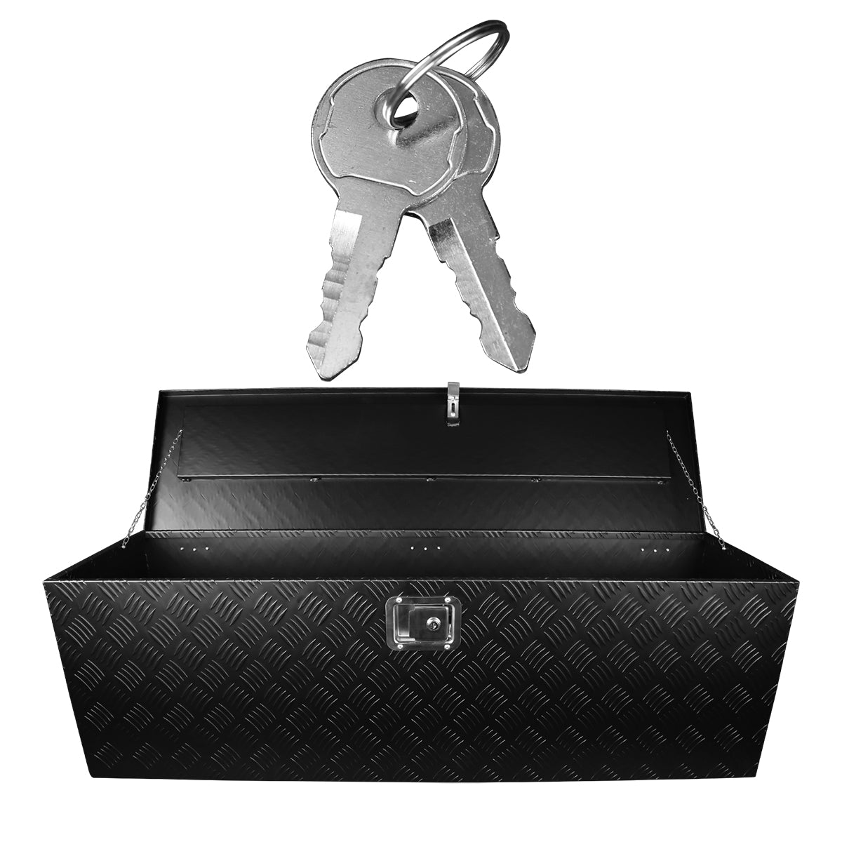 Universal 49" Heavy Duty Black Aluminum Truck Tool Box w/ Side Handles, Lock, & Keys