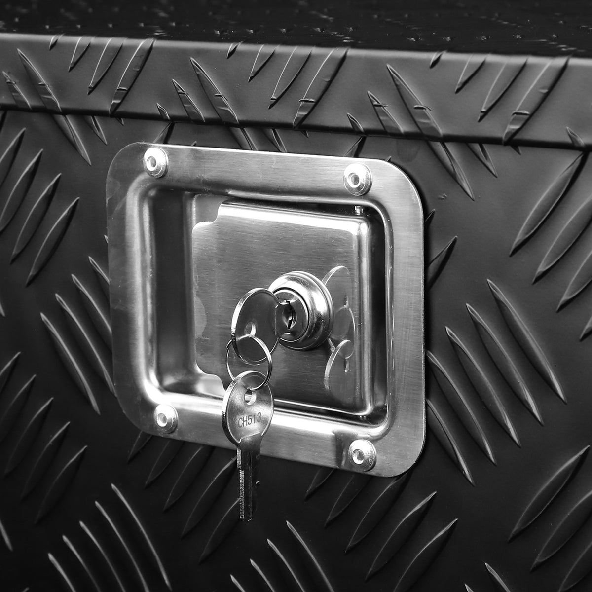 Universal 49" Heavy Duty Black Aluminum Truck Tool Box w/ Side Handles, Lock, & Keys