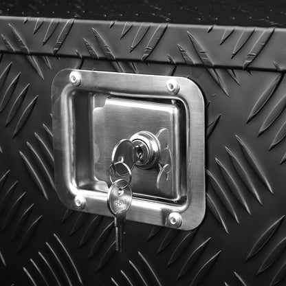 Universal 49" Heavy Duty Black Aluminum Truck Tool Box w/ Side Handles, Lock, & Keys