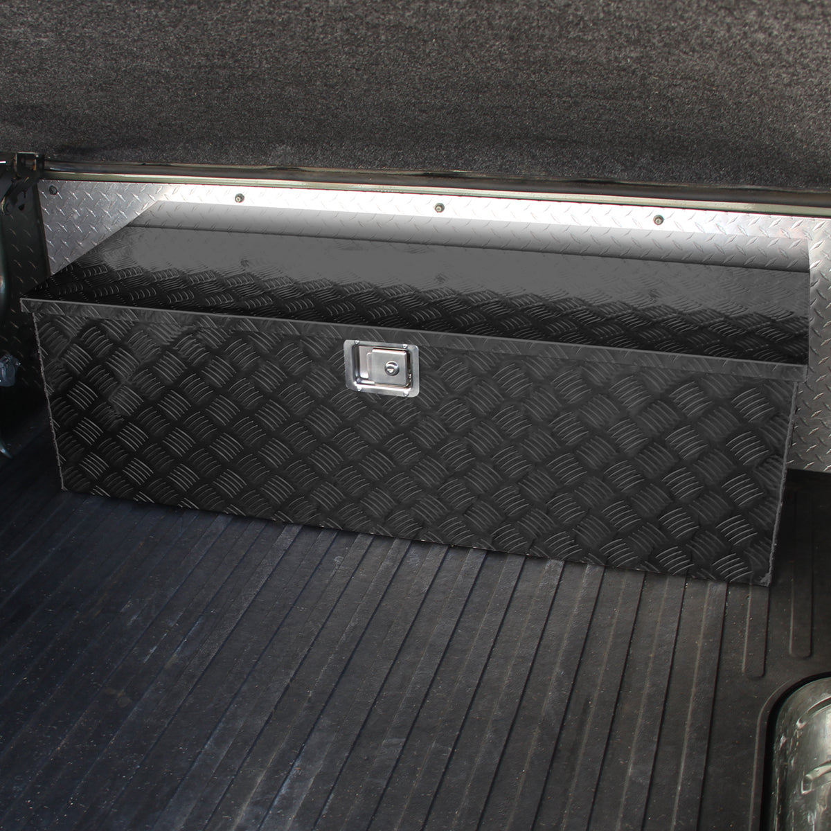 Universal 49" Heavy Duty Black Aluminum Truck Tool Box w/ Side Handles, Lock, & Keys