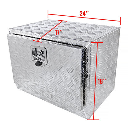 Universal 24" Heavy Duty Silver Aluminum Underbody Truck Tool Box w/ T-Handle Latch, Lock, & Keys