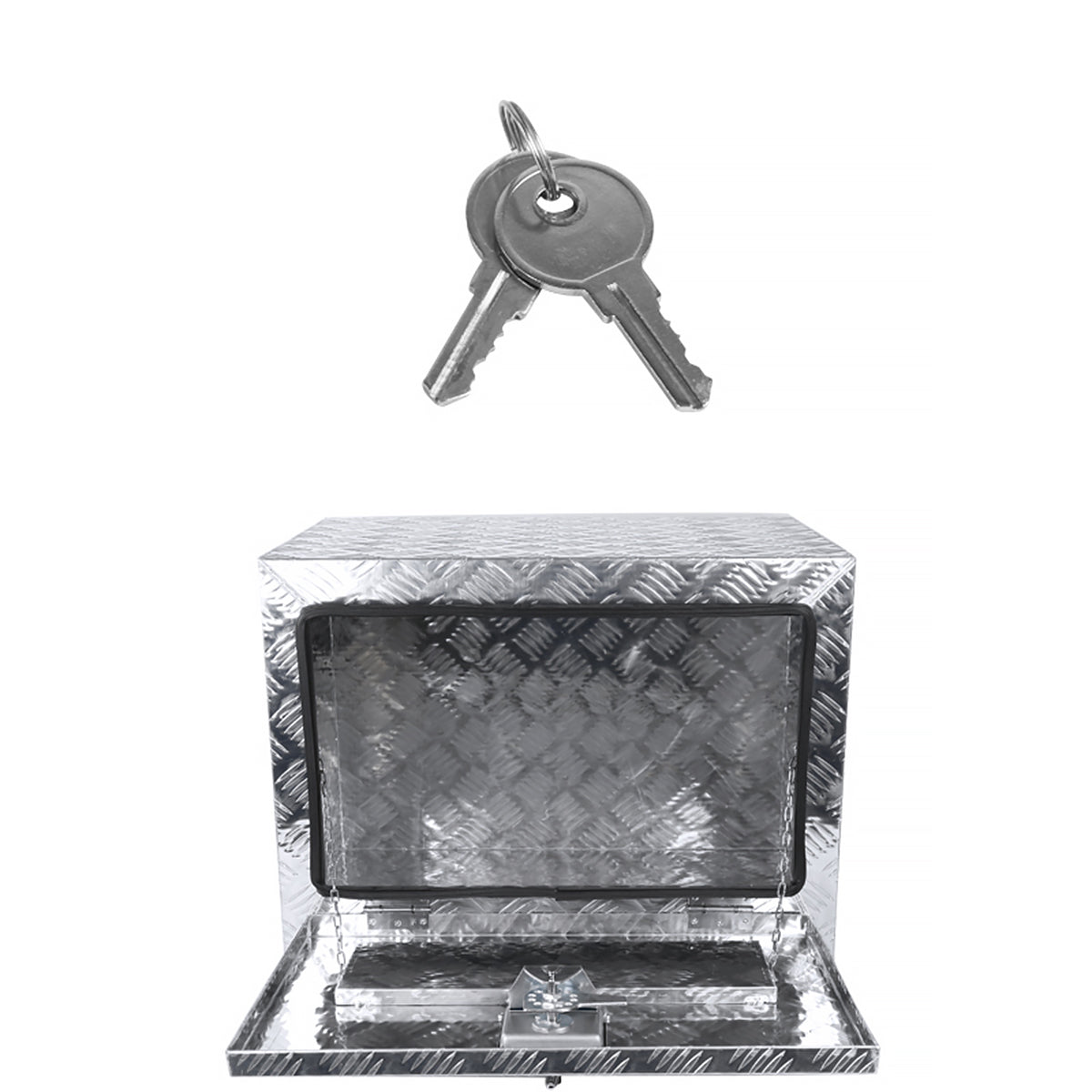 Universal 24" Heavy Duty Silver Aluminum Underbody Truck Tool Box w/ T-Handle Latch, Lock, & Keys