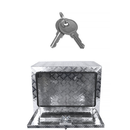 Universal 24" Heavy Duty Silver Aluminum Underbody Truck Tool Box w/ T-Handle Latch, Lock, & Keys