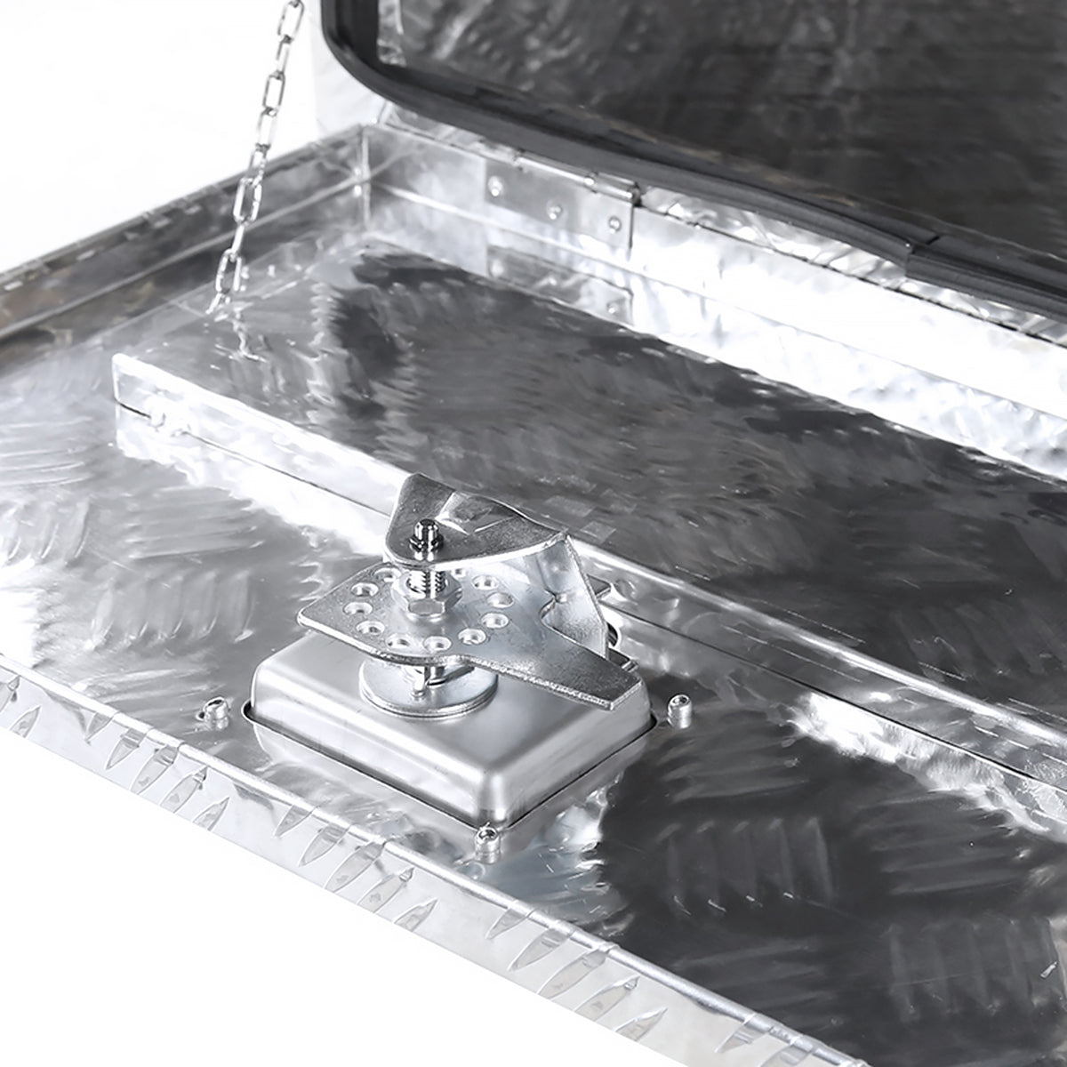 Universal 24" Heavy Duty Silver Aluminum Underbody Truck Tool Box w/ T-Handle Latch, Lock, & Keys