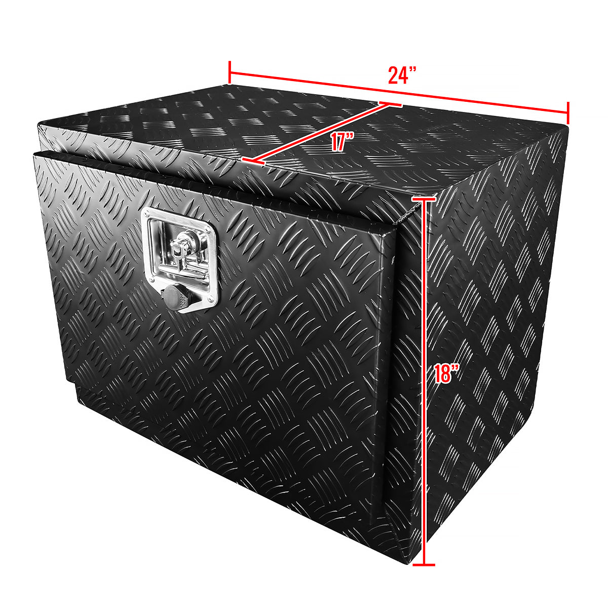Universal 24" Heavy Duty Black Aluminum Underbody Truck Tool Box w/ T-Handle Latch, Lock, & Keys