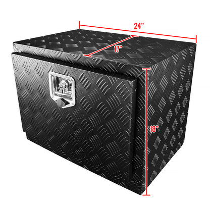 Universal 24" Heavy Duty Black Aluminum Underbody Truck Tool Box w/ T-Handle Latch, Lock, & Keys