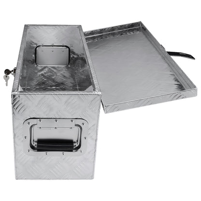 Universal 24" Heavy Duty Silver Aluminum Truck Tool Box w/ Side Handles, Lock, & Keys
