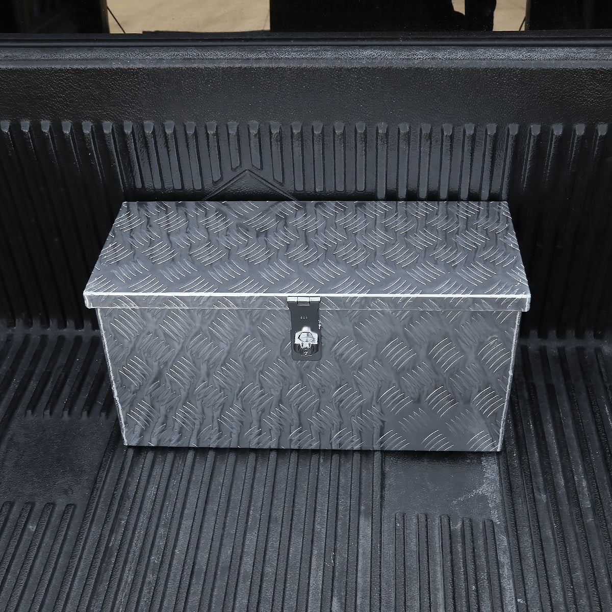 Universal 24" Heavy Duty Silver Aluminum Truck Tool Box w/ Side Handles, Lock, & Keys