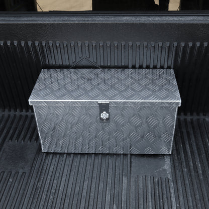 Universal 24" Heavy Duty Silver Aluminum Truck Tool Box w/ Side Handles, Lock, & Keys
