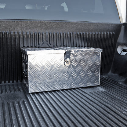 Universal 24" Heavy Duty Silver Aluminum Truck Tool Box w/ Side Handles, Lock, & Keys