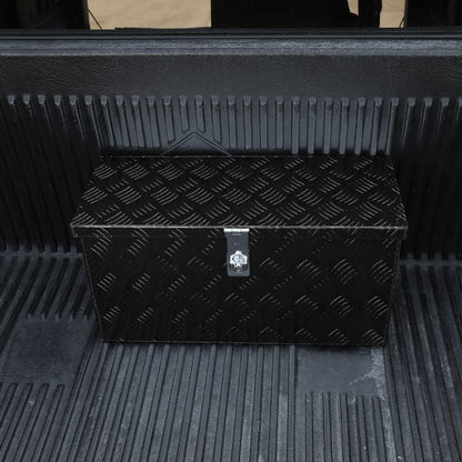 Universal 24" Heavy Duty Black Aluminum Tool Box w/ Side Handles, Lock, & Keys