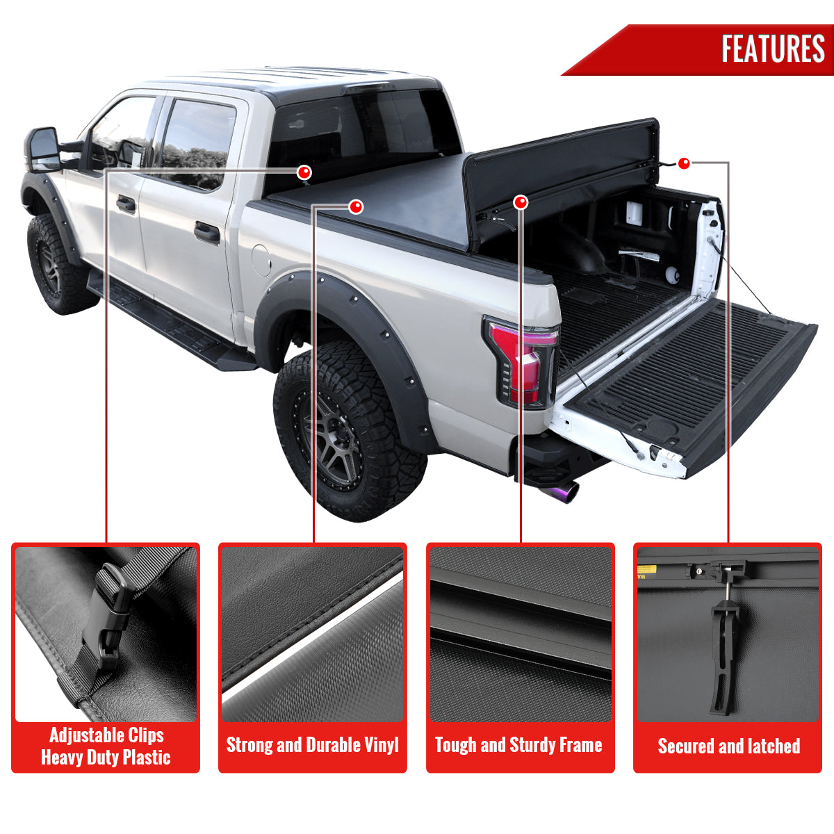 2016-2019 Toyota Tacoma 6' Short Bed Soft Quad-Fold Tonneau Cover