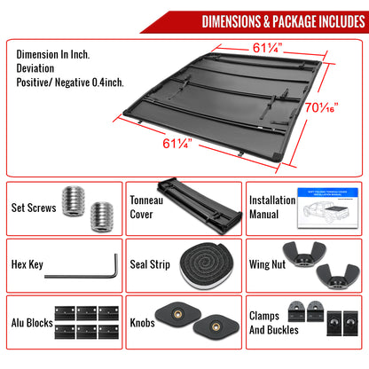 2016-2019 Toyota Tacoma 6' Short Bed Soft Quad-Fold Tonneau Cover