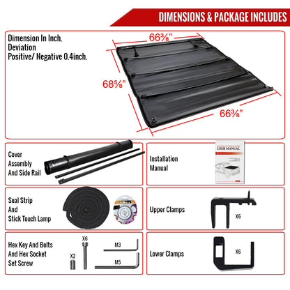 2009-2024 Dodge RAM 1500/2500/3500 5'8" Short Bed Roll Up Vinyl Tonneau Cover